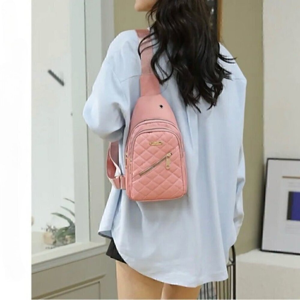 Women's Crossbody Shoulder Bag Sling Bags Chest Fanny Packs Backpack Pink - Picture 12 of 13